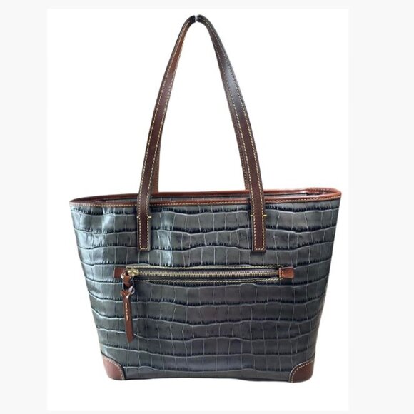 Dooney & Bourke Medium Gray Embossed Mock Croc Bag Tote EUC - Picture 6 of 14